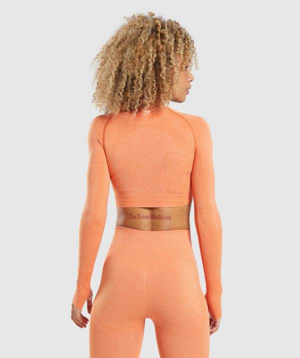 Damske Crop Top Gymshark Vital Seamless 2.0 Long Sleeve Marhule Oranžové | ZI8519402